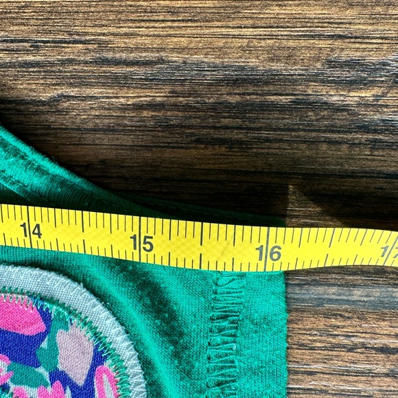 GAMMA PHI BETA racerback t-shirt green small green white floral letters sewn on - Picture 9 of 14